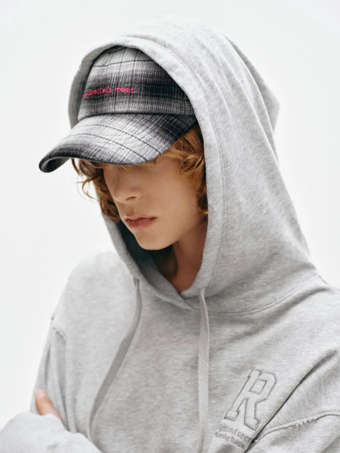 Checked Gradient Embroidered Baseball Cap