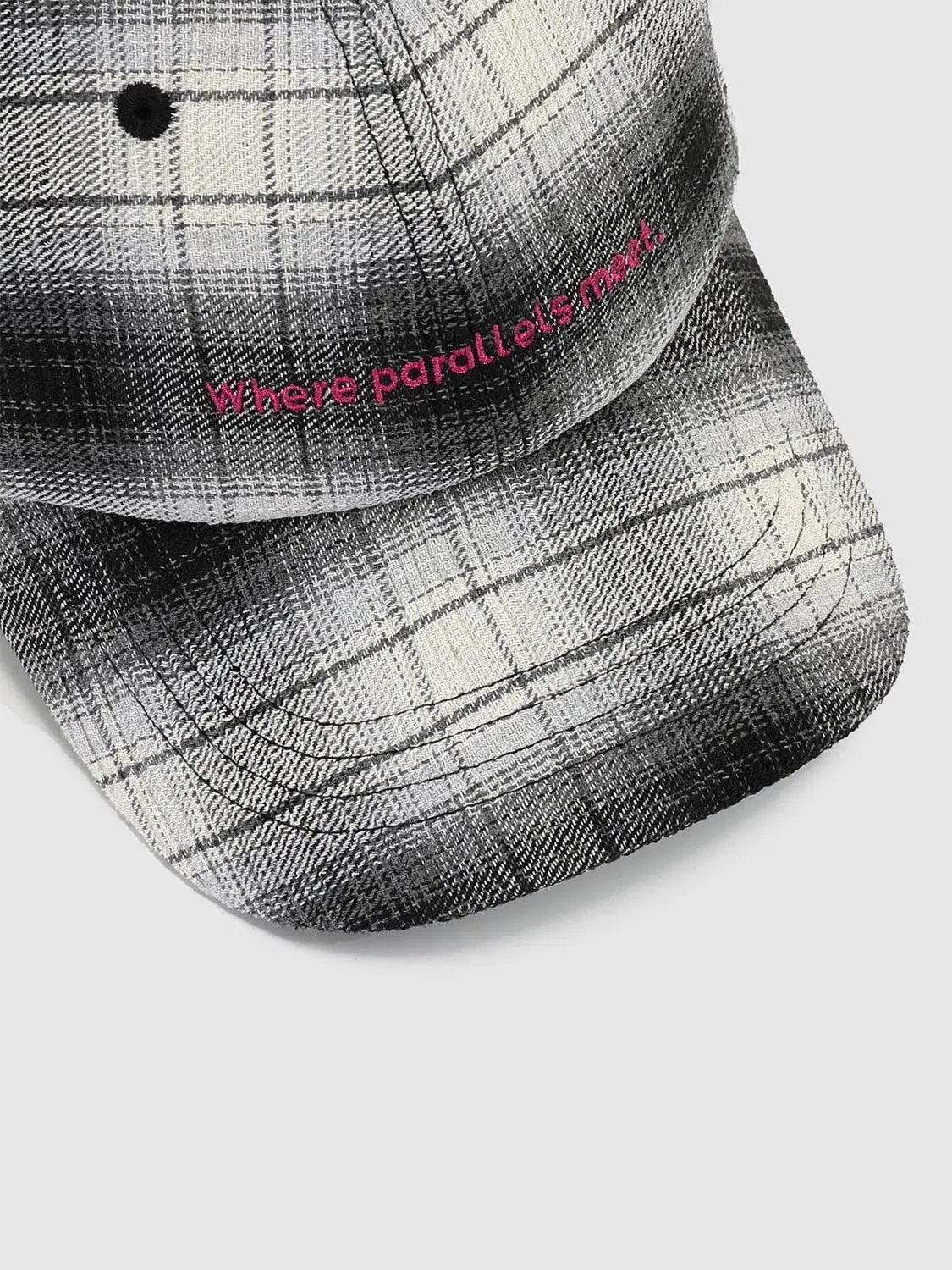 Checked Gradient Embroidered Baseball Cap
