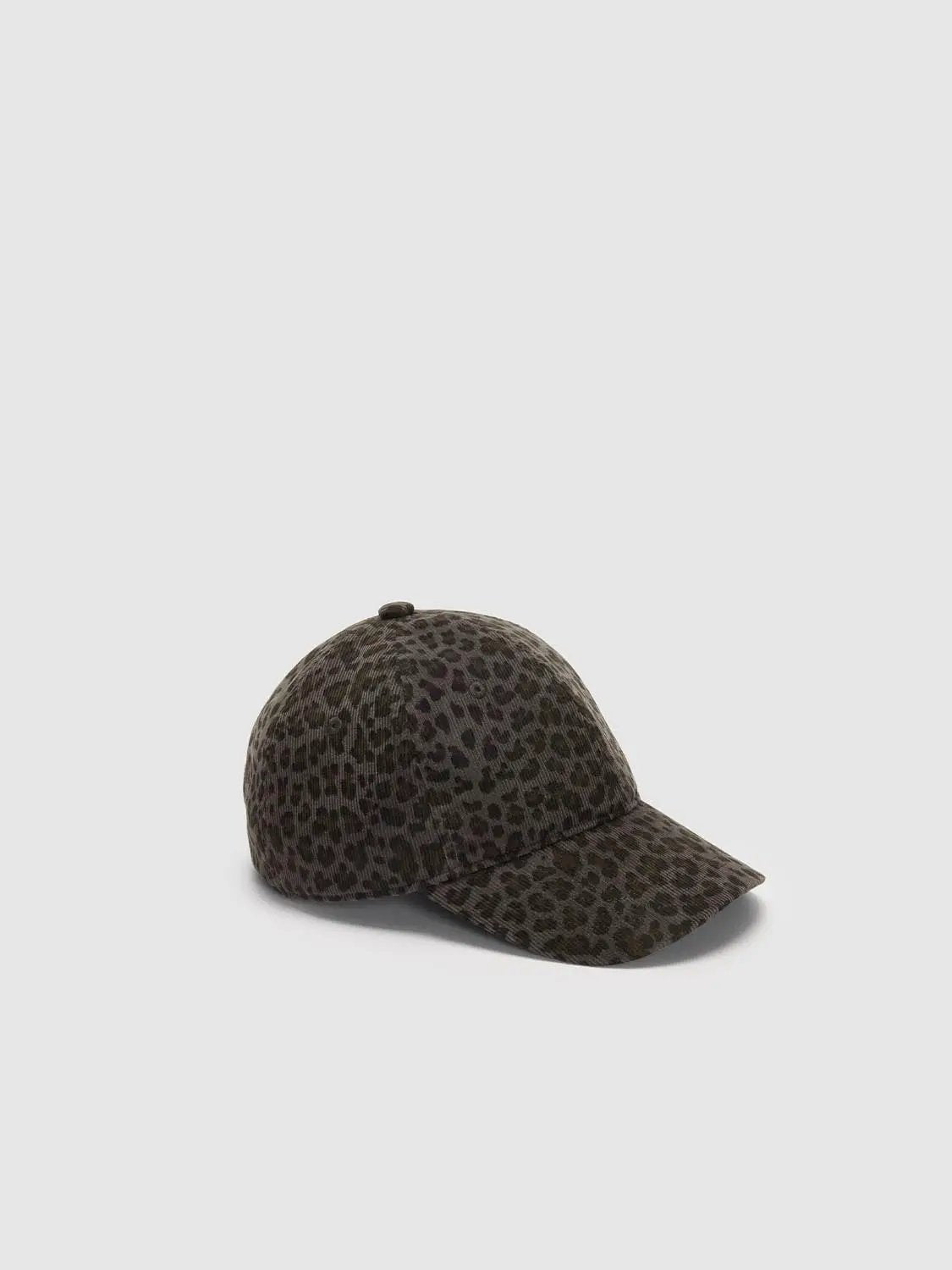 Leopard Print Cotton Cap with Curved Brim