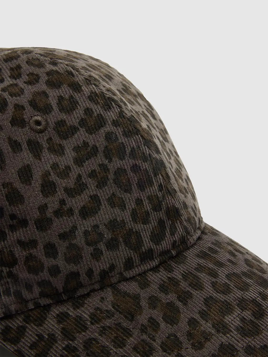 Leopard Print Cotton Cap with Curved Brim