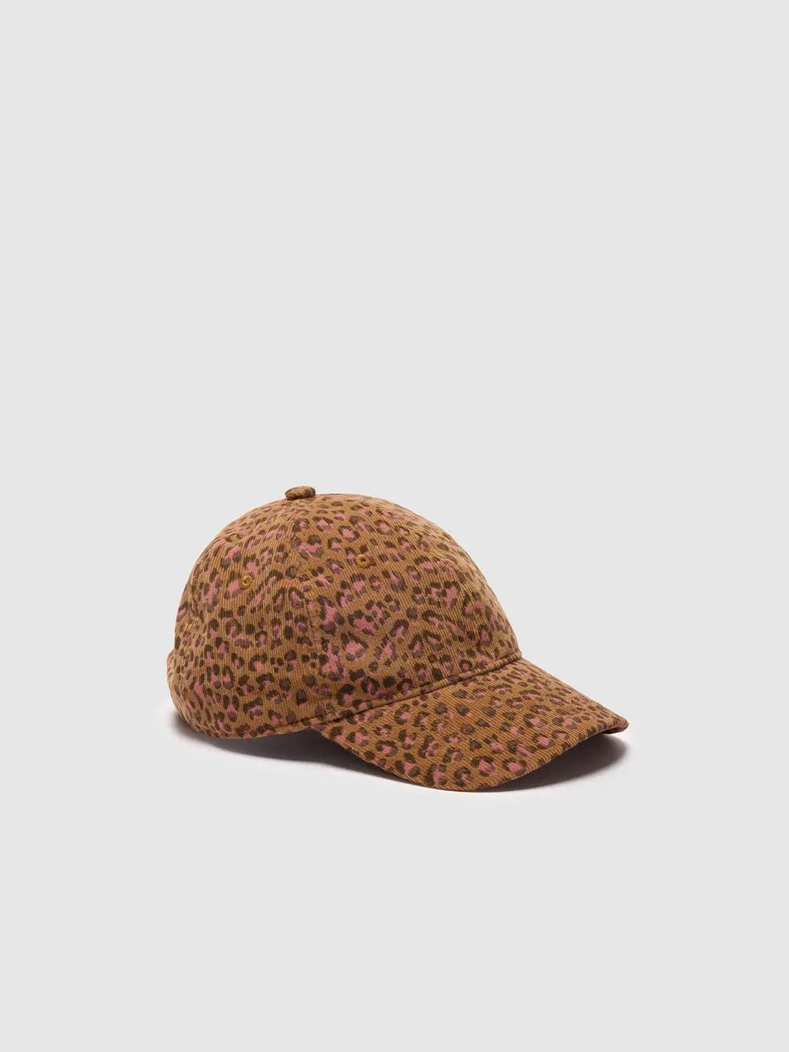 Leopard Print Cotton Cap with Curved Brim