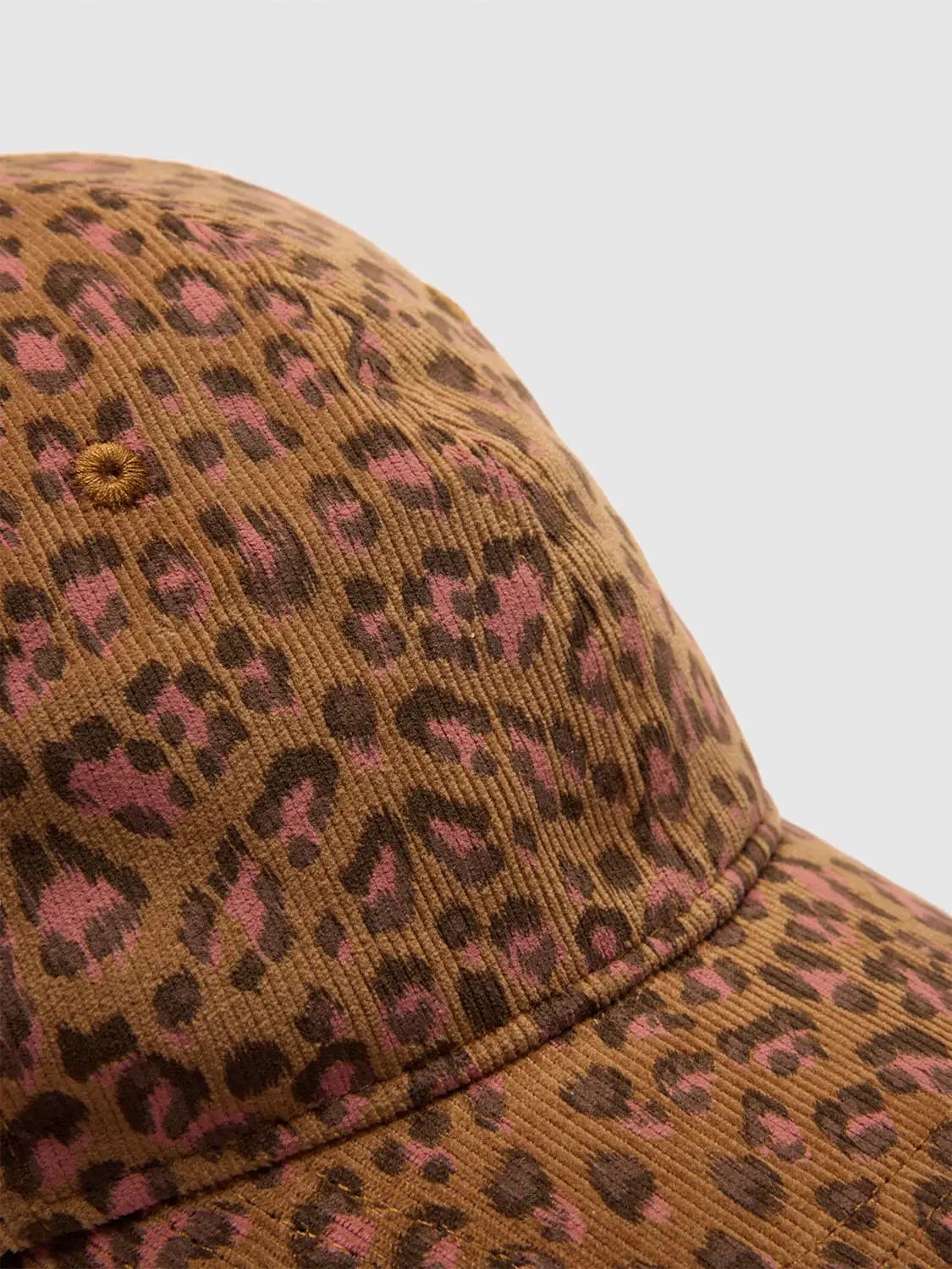 Leopard Print Cotton Cap with Curved Brim