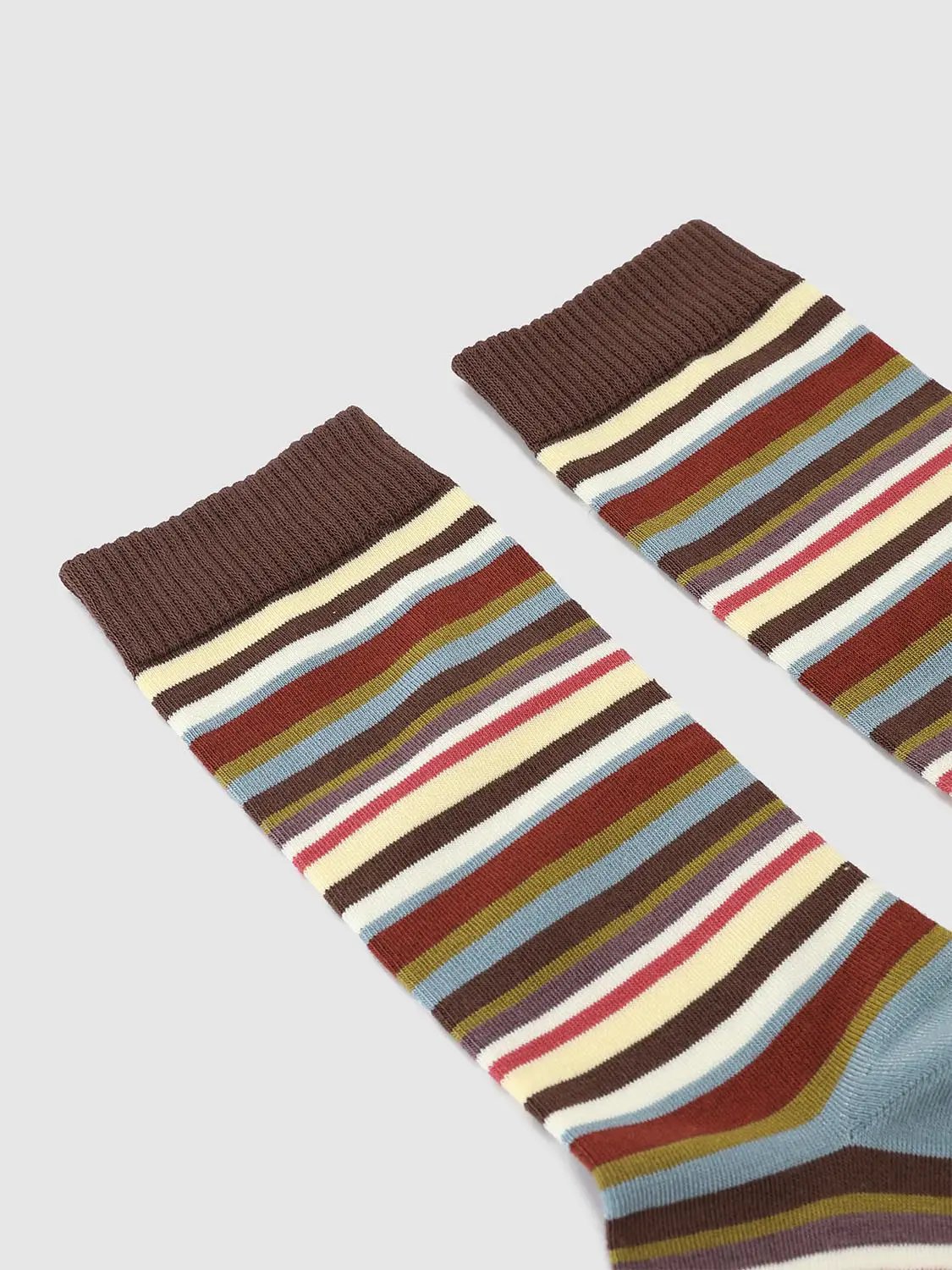 Medium Multi-Color Striped Ribbed Knit Socks