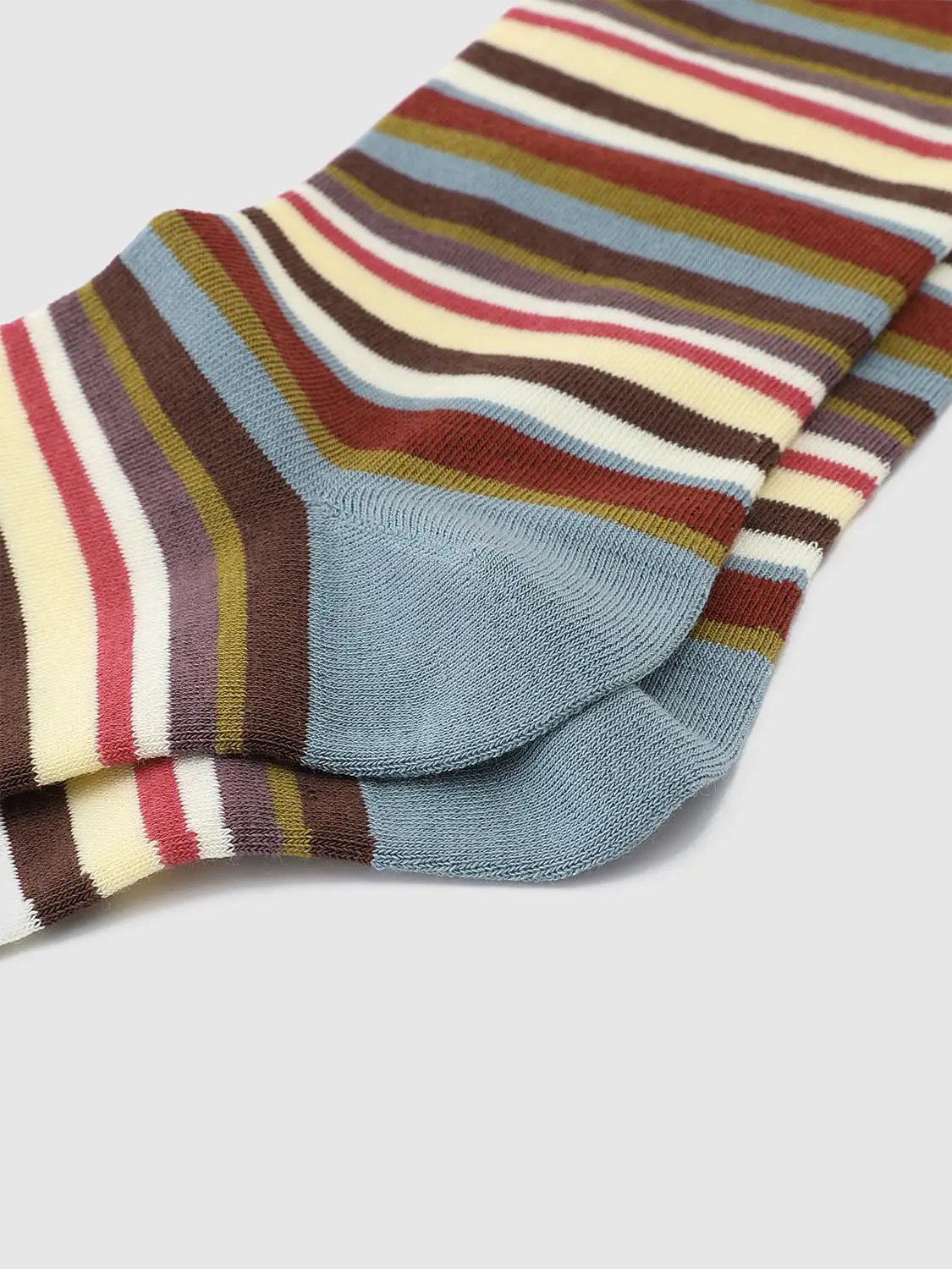 Medium Multi-Color Striped Ribbed Knit Socks