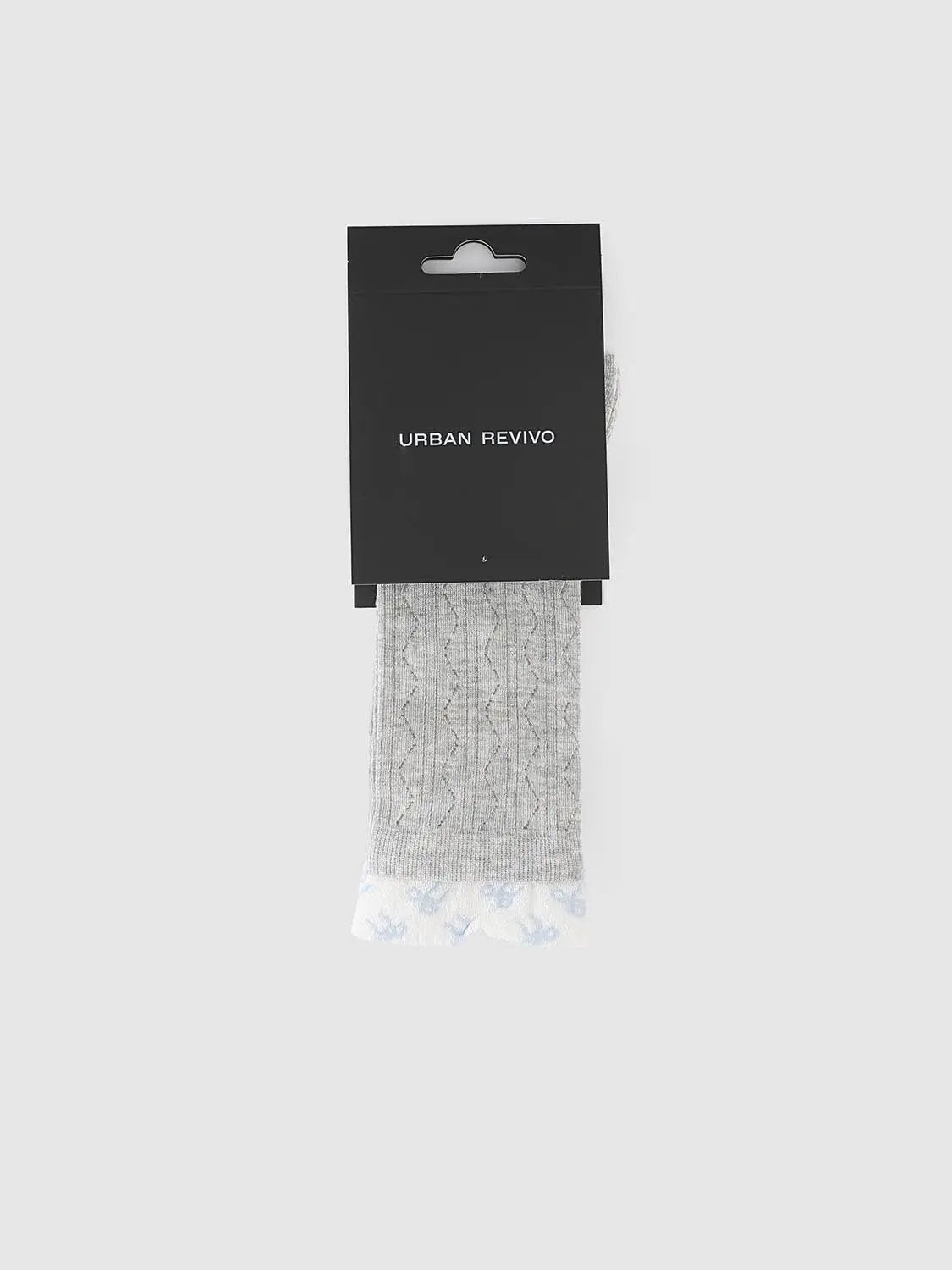 Printed Cuff Textured Knit Socks