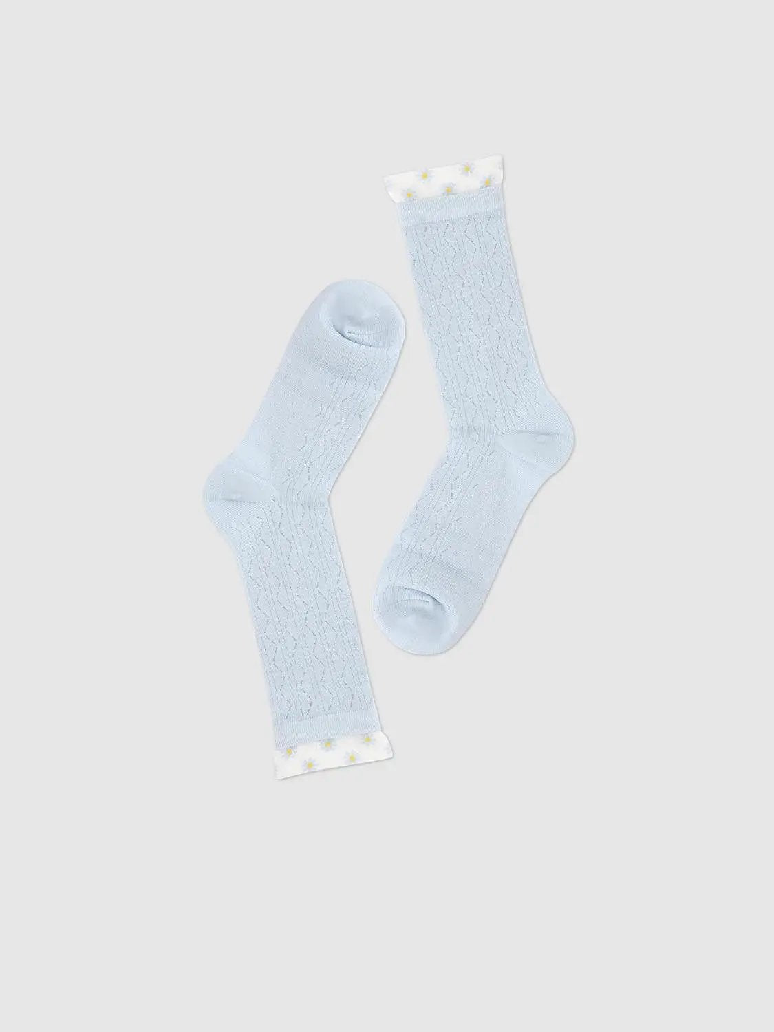 Printed Cuff Textured Knit Socks