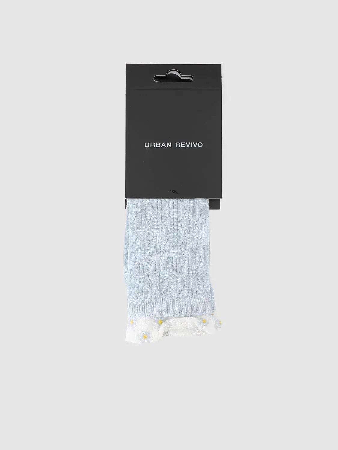 Printed Cuff Textured Knit Socks