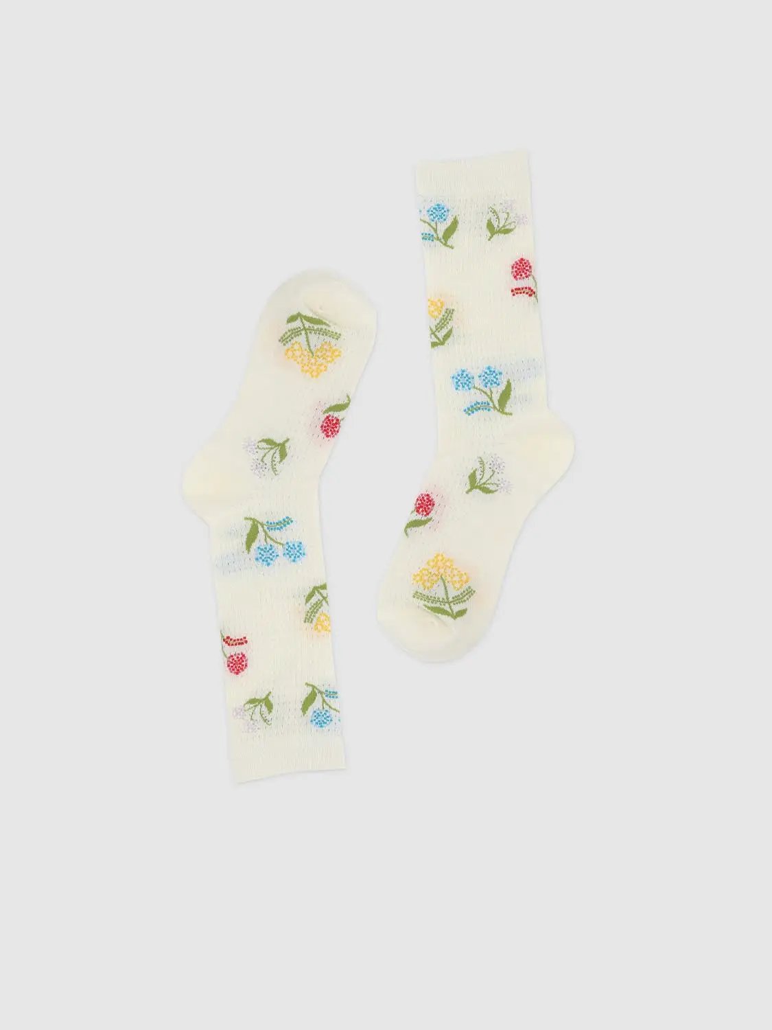 Floral Pattern Crew Socks
