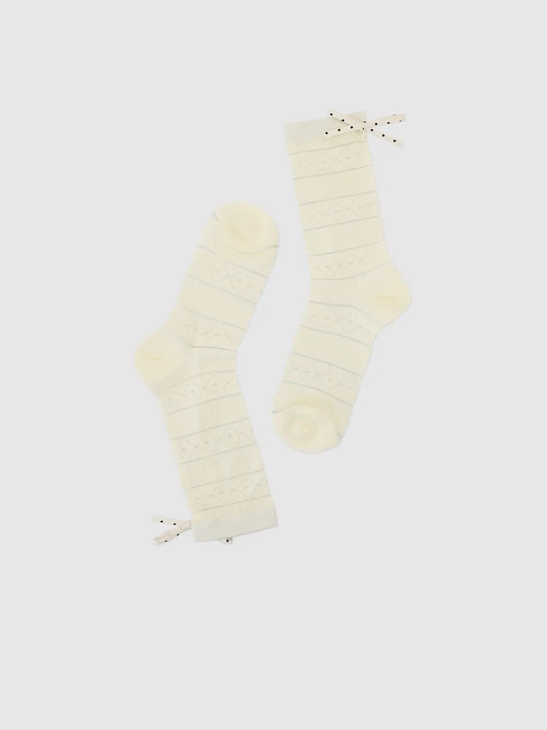 Bow Detail Textured Knit Socks