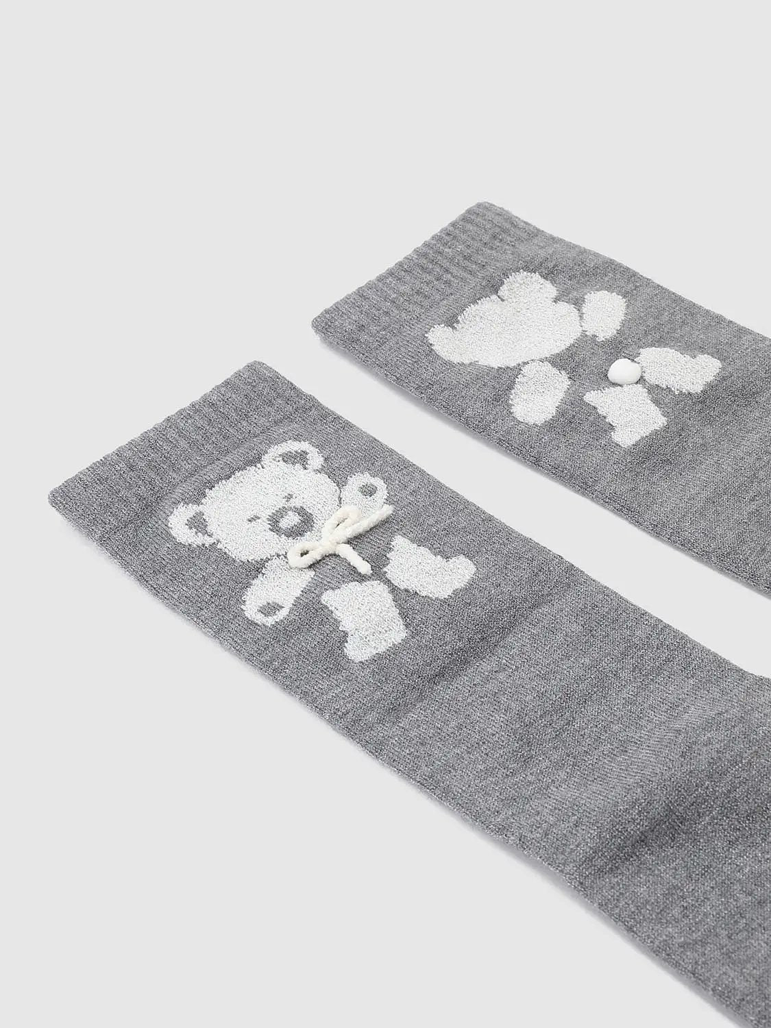 Teddy Bear Graphic Medium Thickness Socks