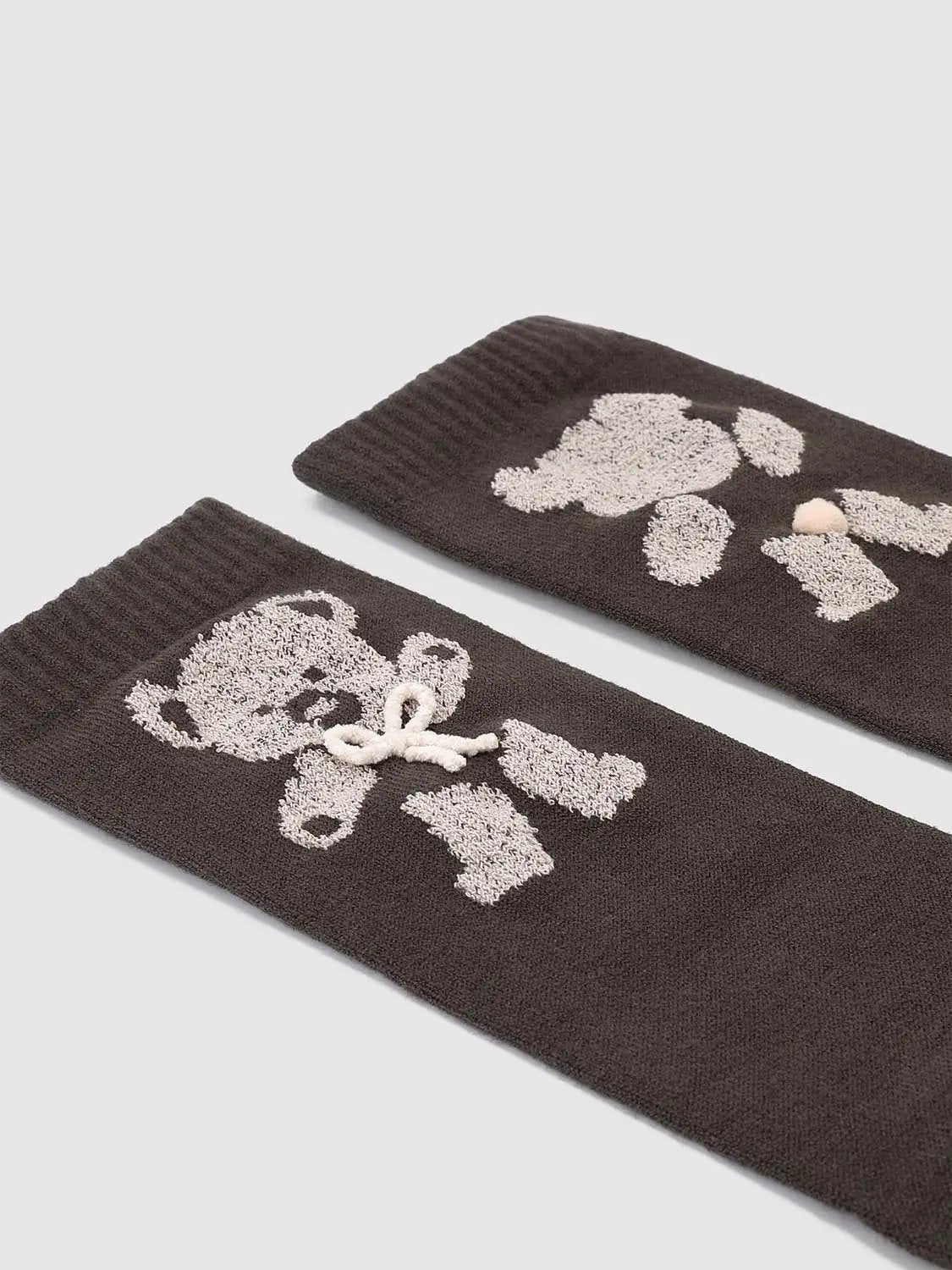 Teddy Bear Graphic Medium Thickness Socks