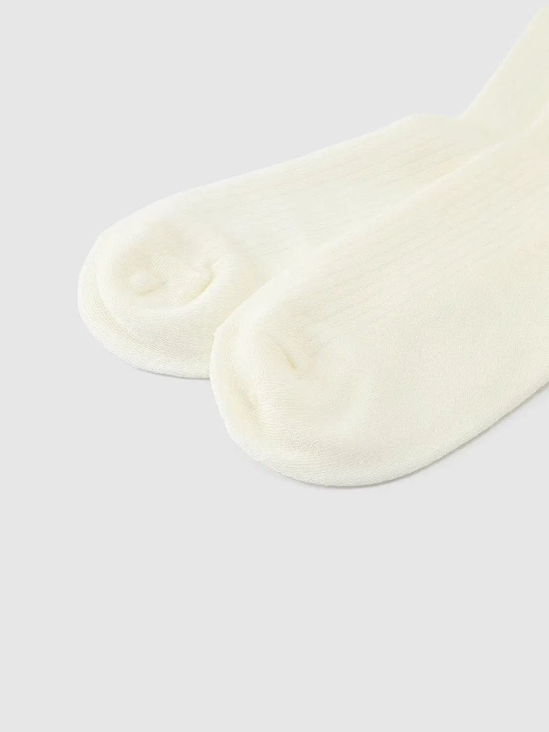 Ribbed Floral Print Light Blue Crew Socks