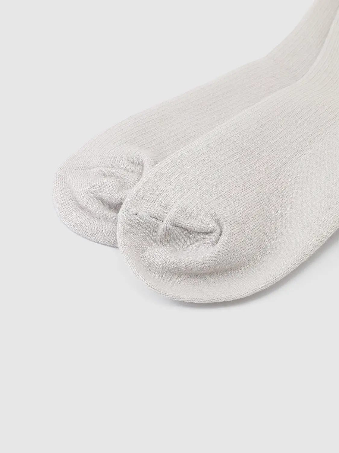 Ribbed Solid Cream Crew Socks