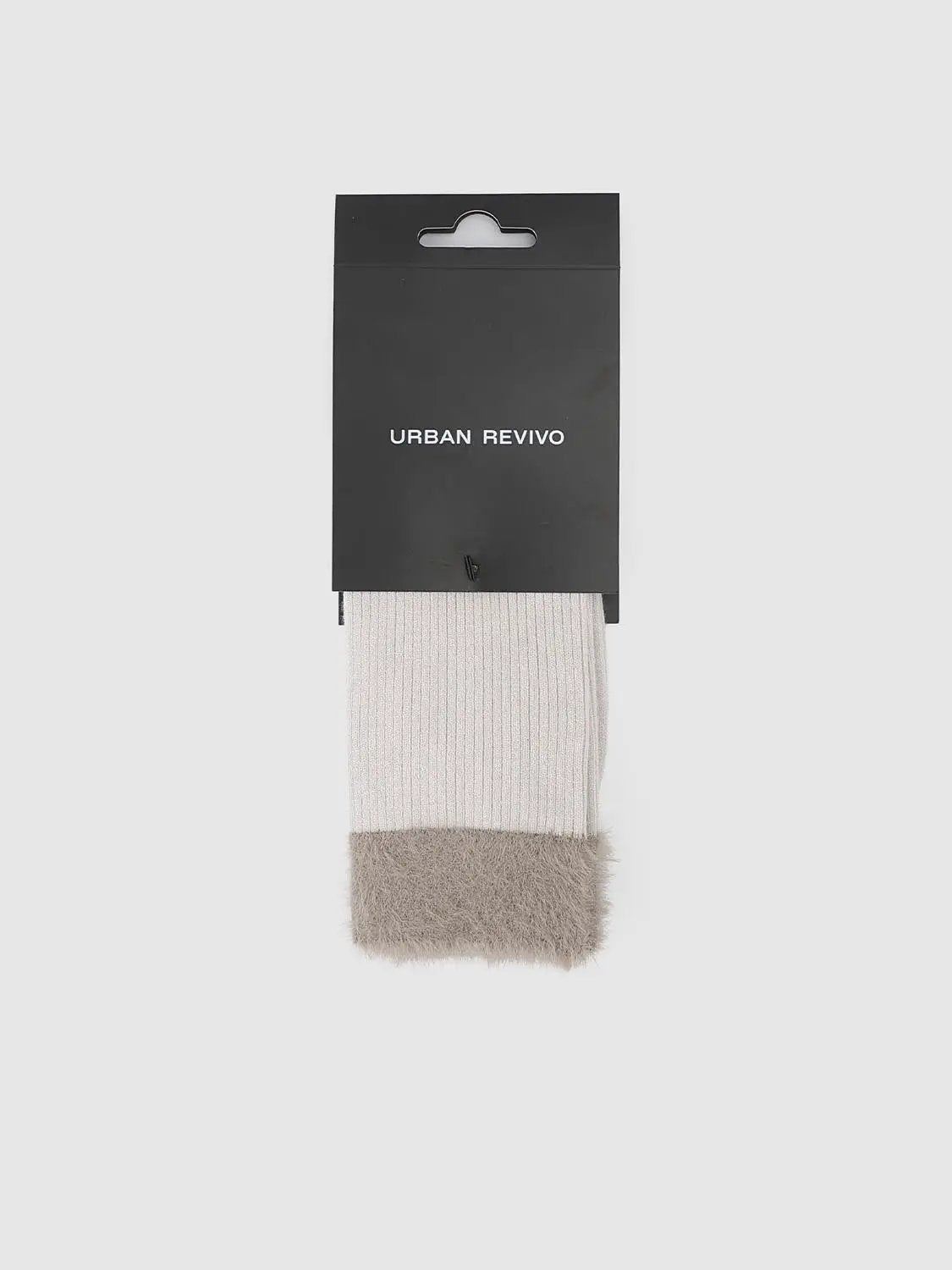 Ribbed Solid Cream Crew Socks