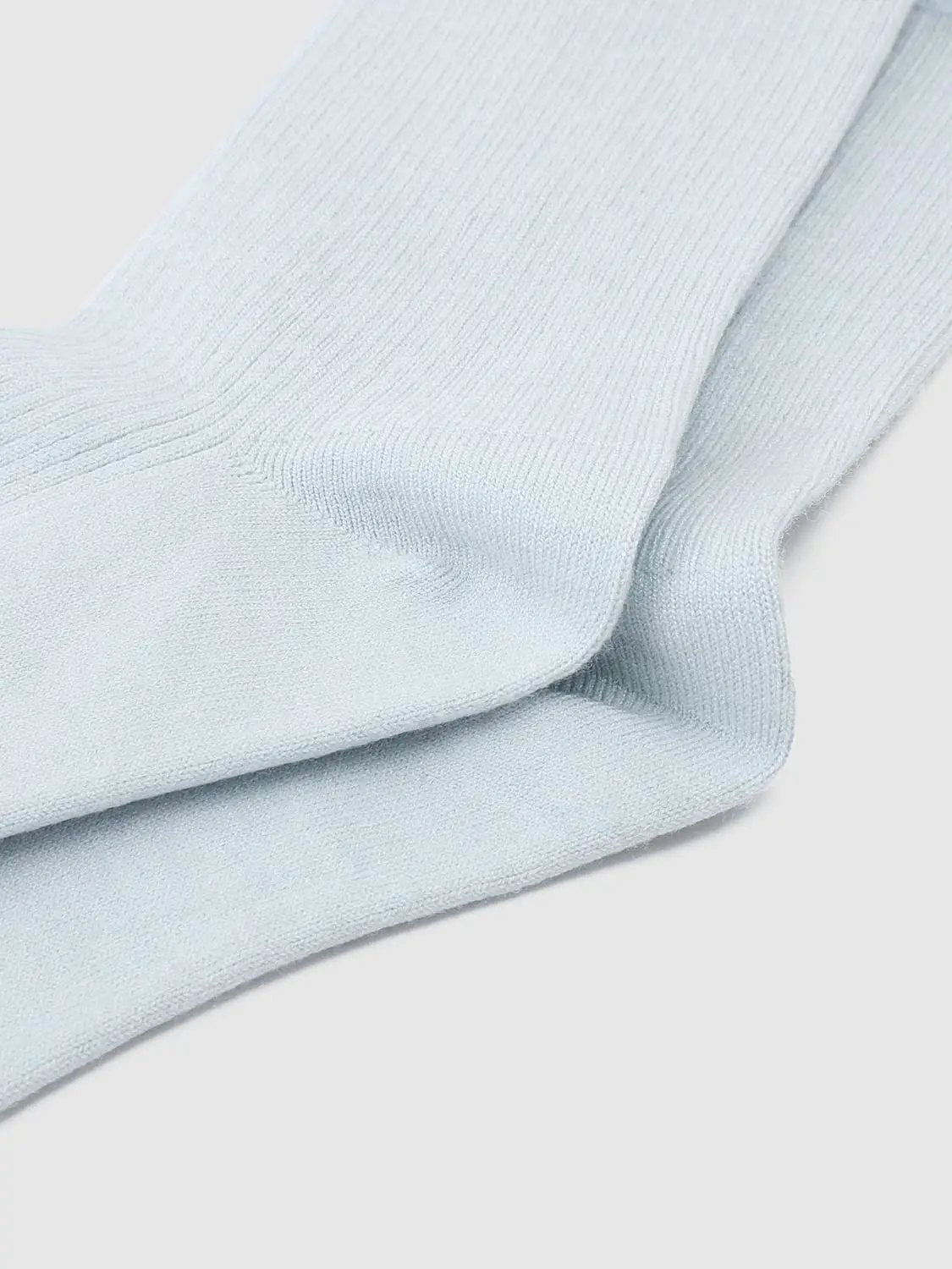 Ribbed Solid Cream Crew Socks