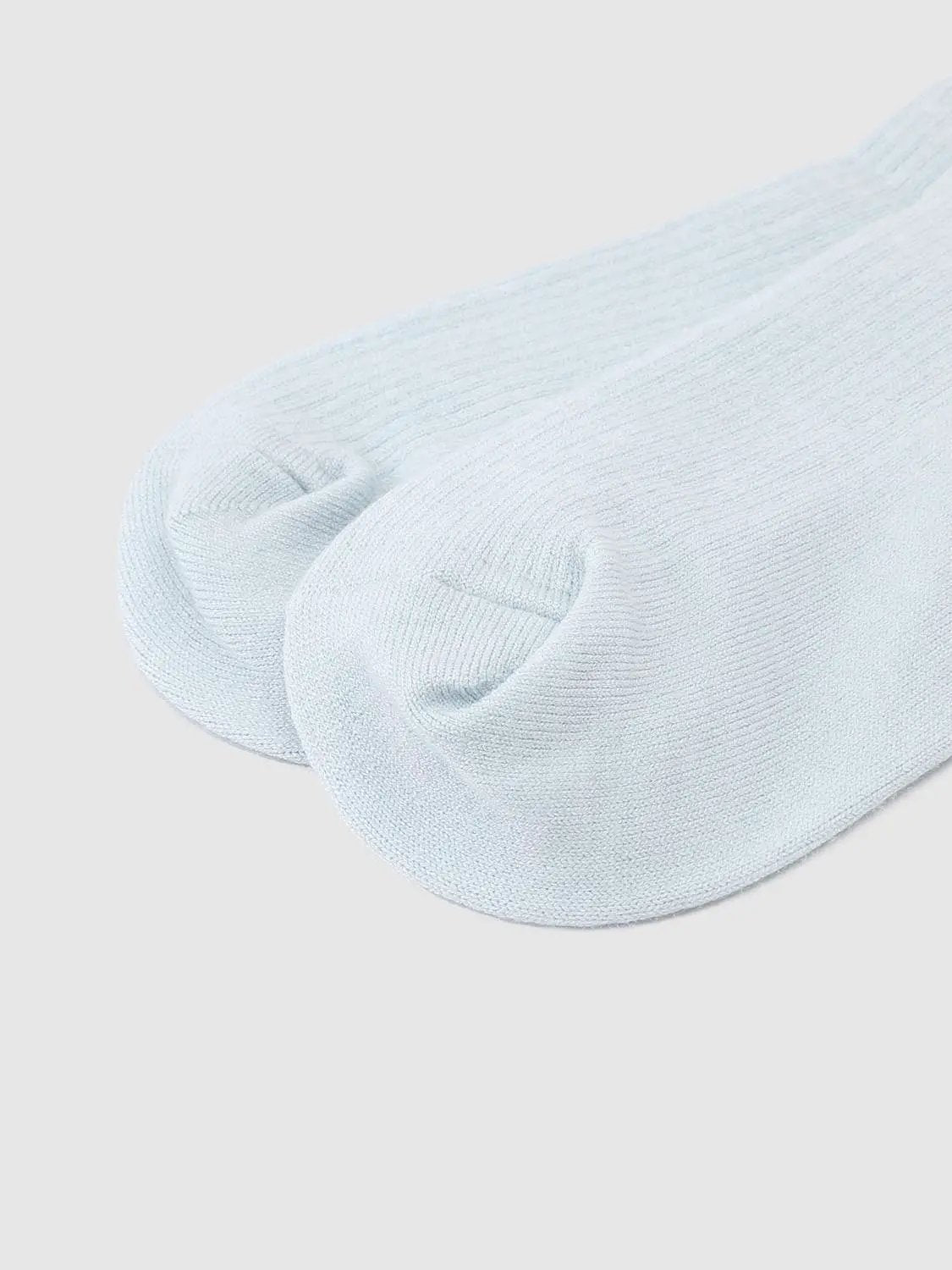 Ribbed Solid Cream Crew Socks