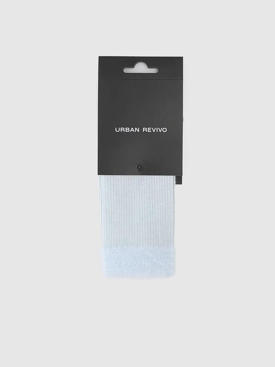 Ribbed Solid Cream Crew Socks