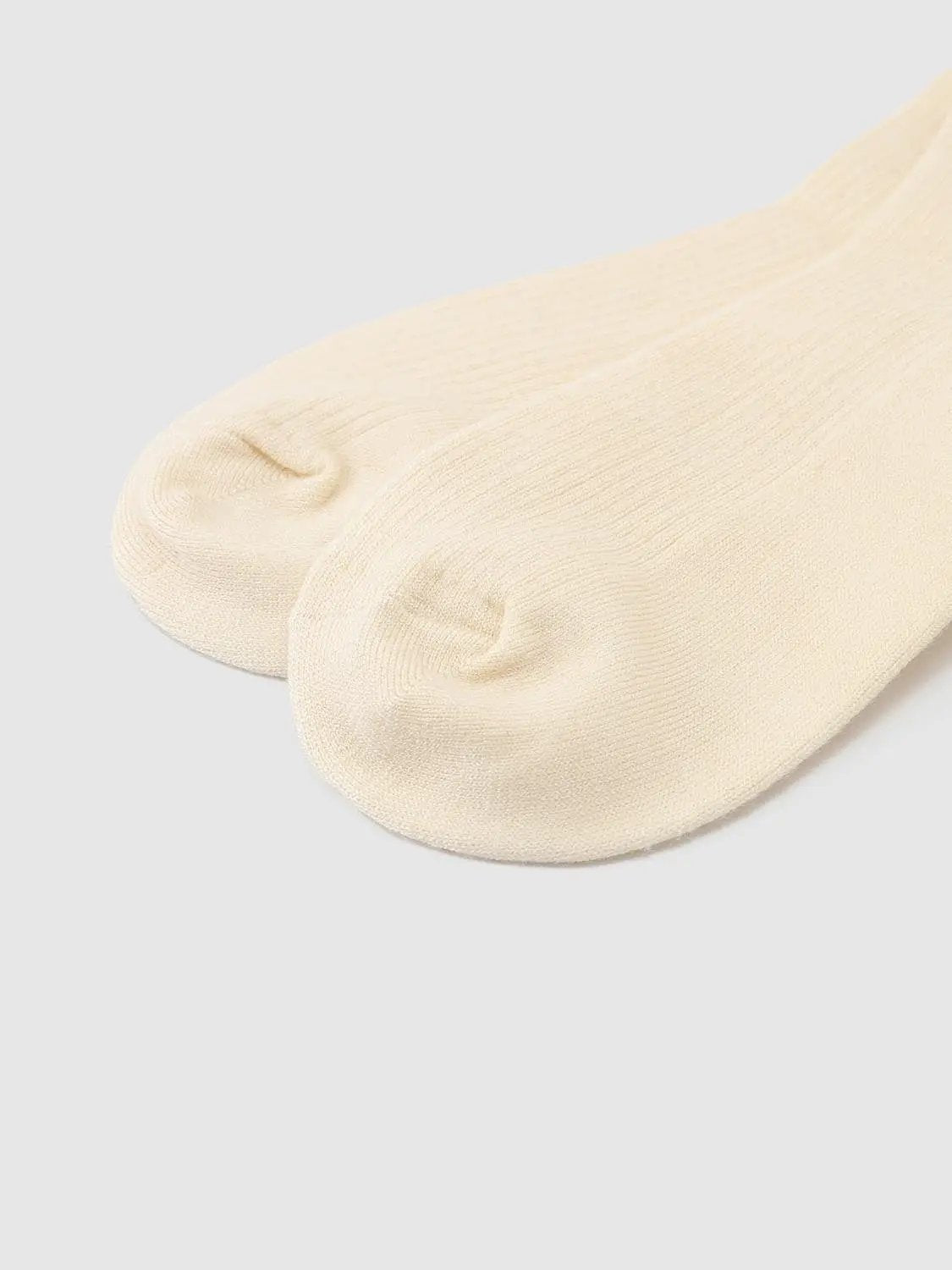Ribbed Solid Cream Crew Socks