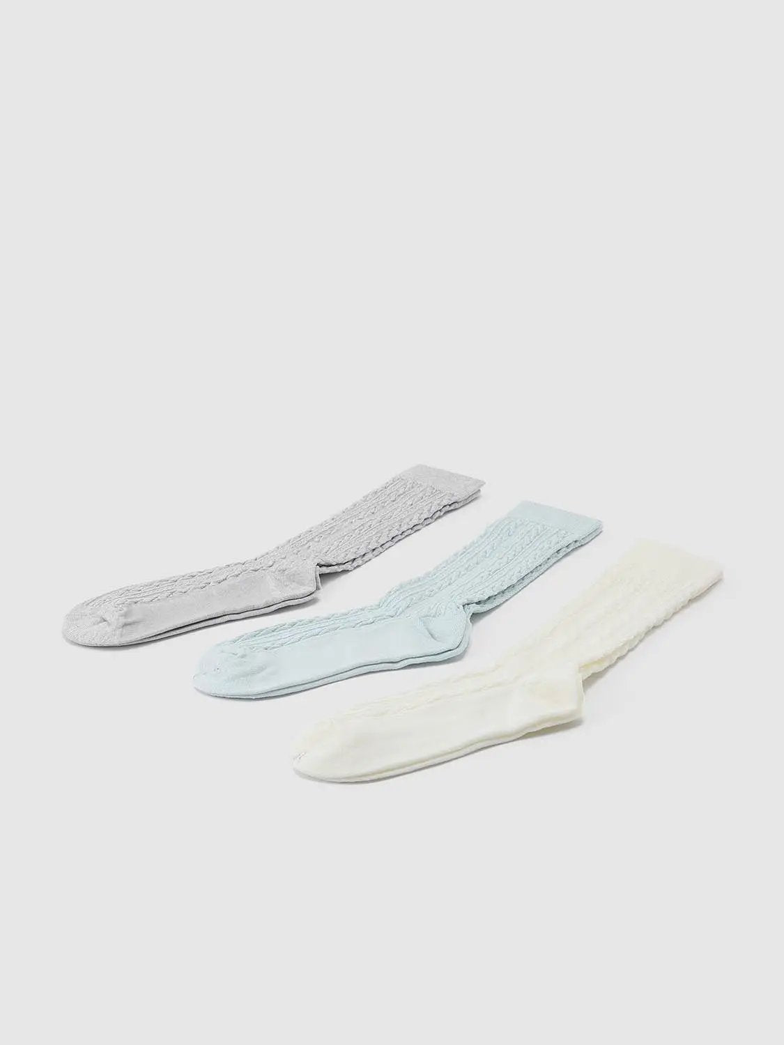 Cable Knit Cotton Blend Ribbed Crew Socks