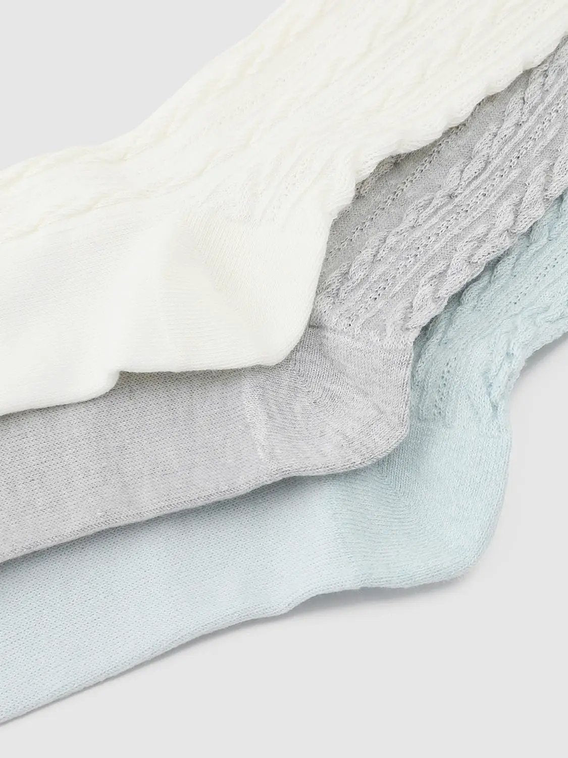 Cable Knit Cotton Blend Ribbed Crew Socks