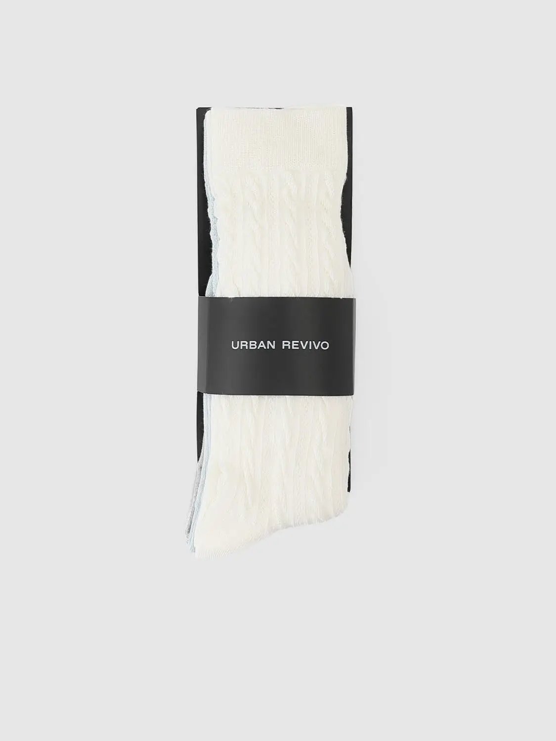 Cable Knit Cotton Blend Ribbed Crew Socks