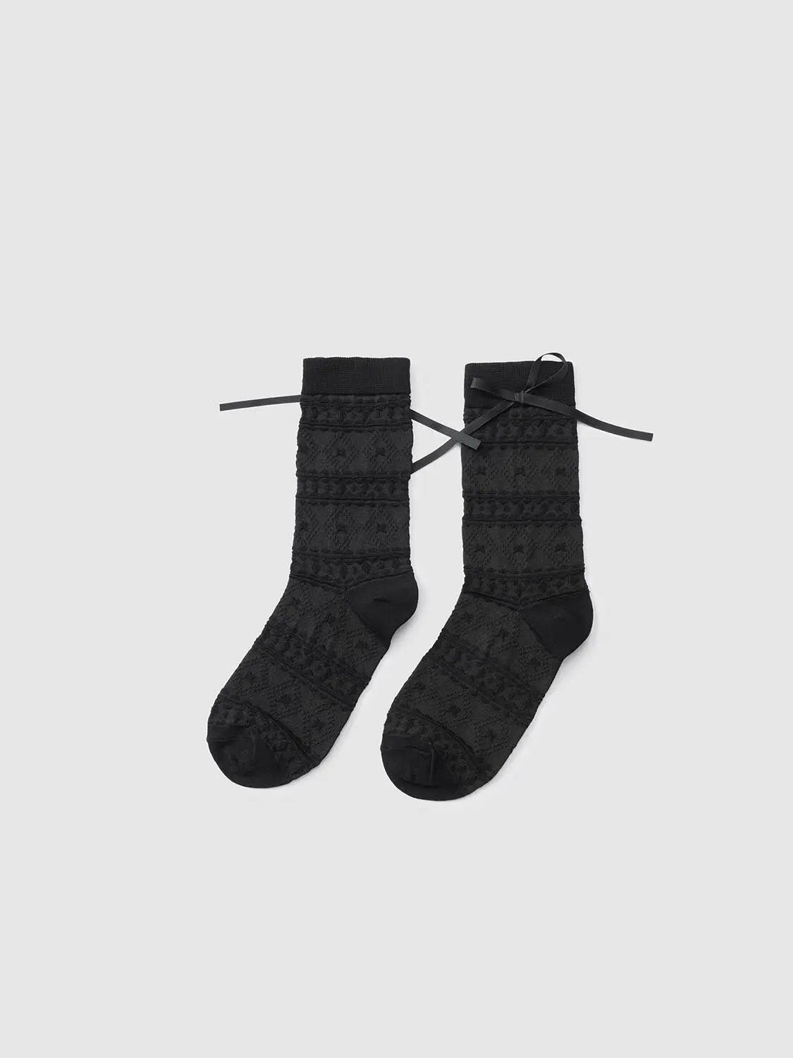 Textured Cotton Blend Bow Socks