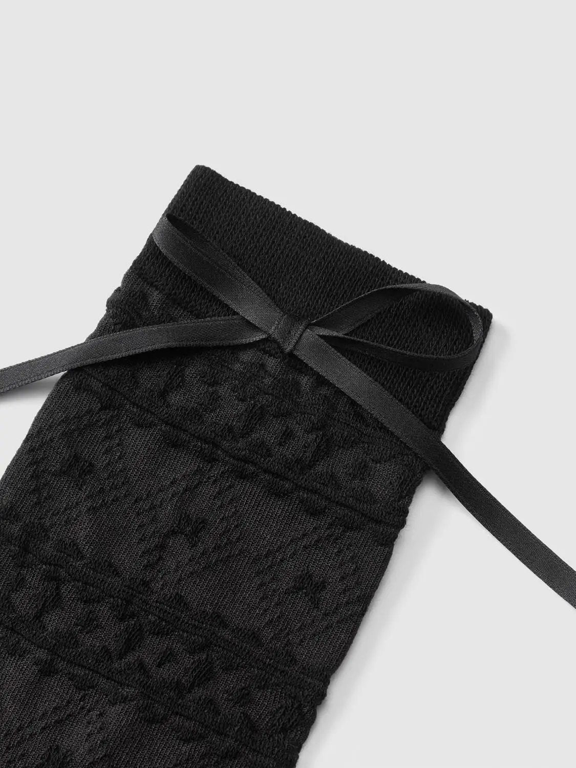 Textured Cotton Blend Bow Socks