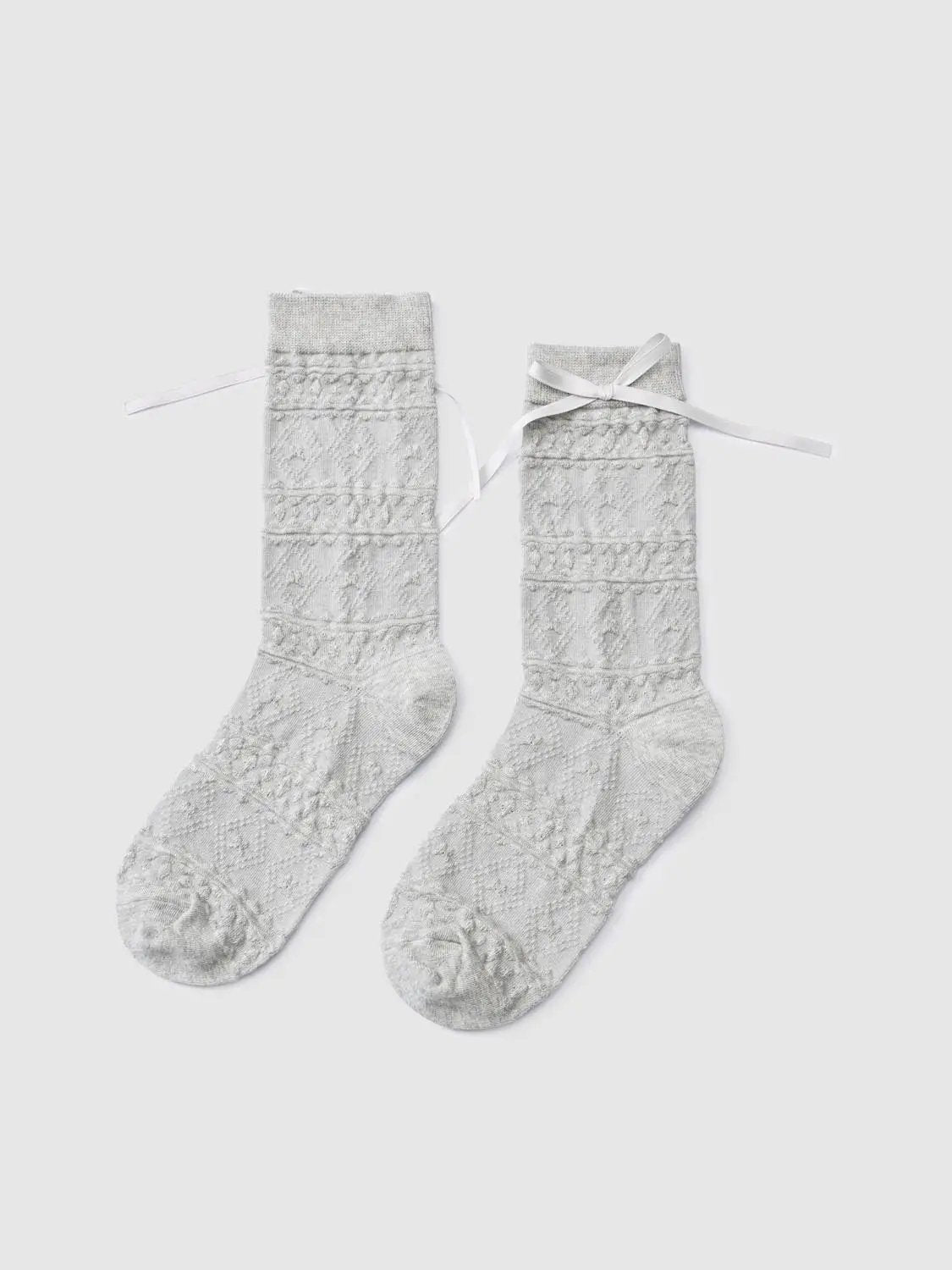 Textured Cotton Blend Bow Socks