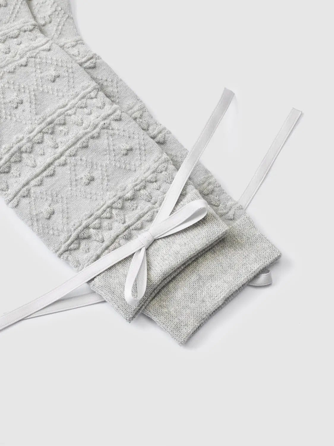 Textured Cotton Blend Bow Socks