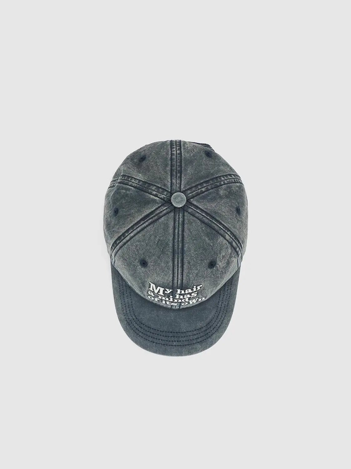 Washed Text Embroidered Cotton Baseball Cap