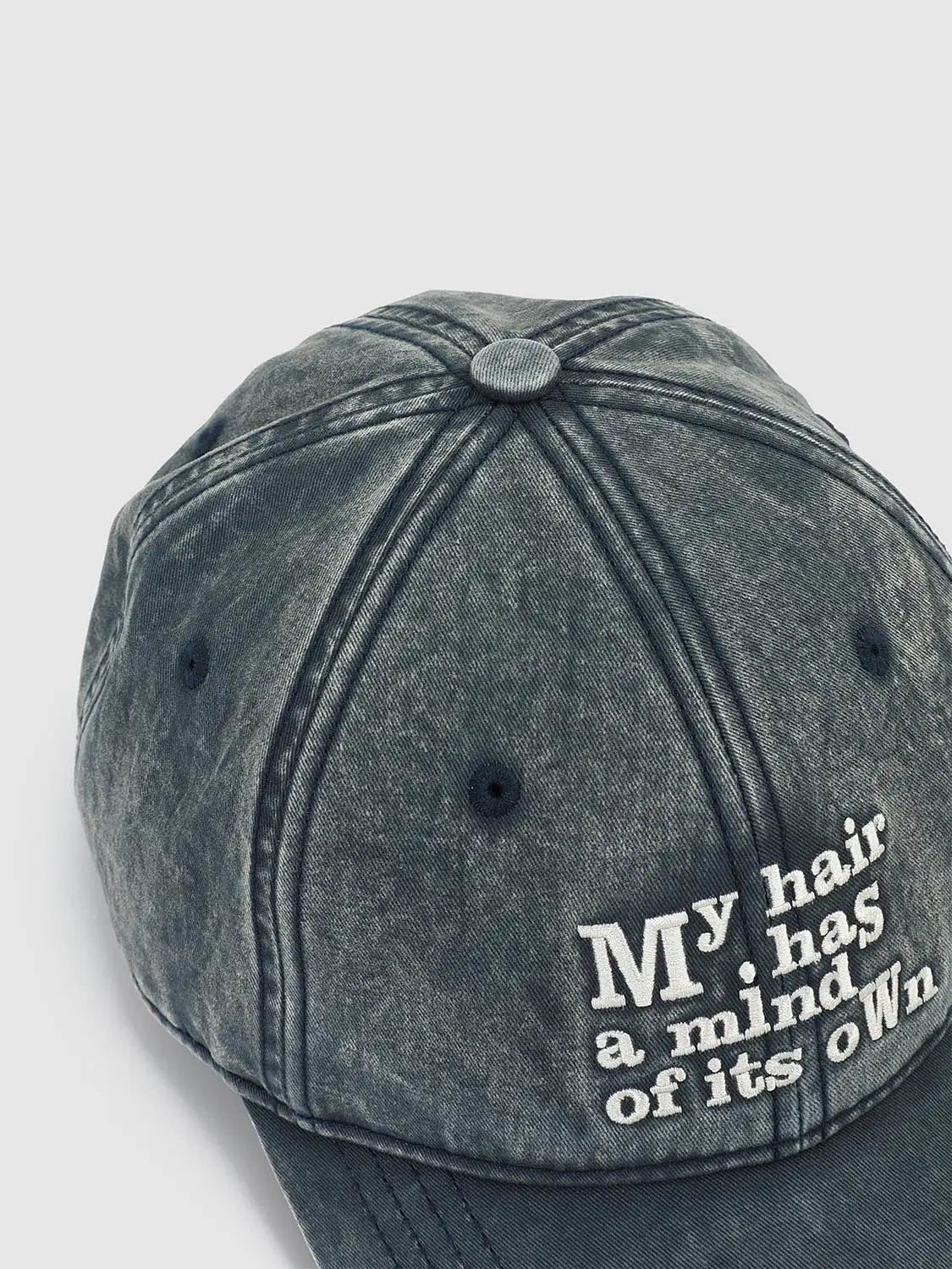 Washed Text Embroidered Cotton Baseball Cap