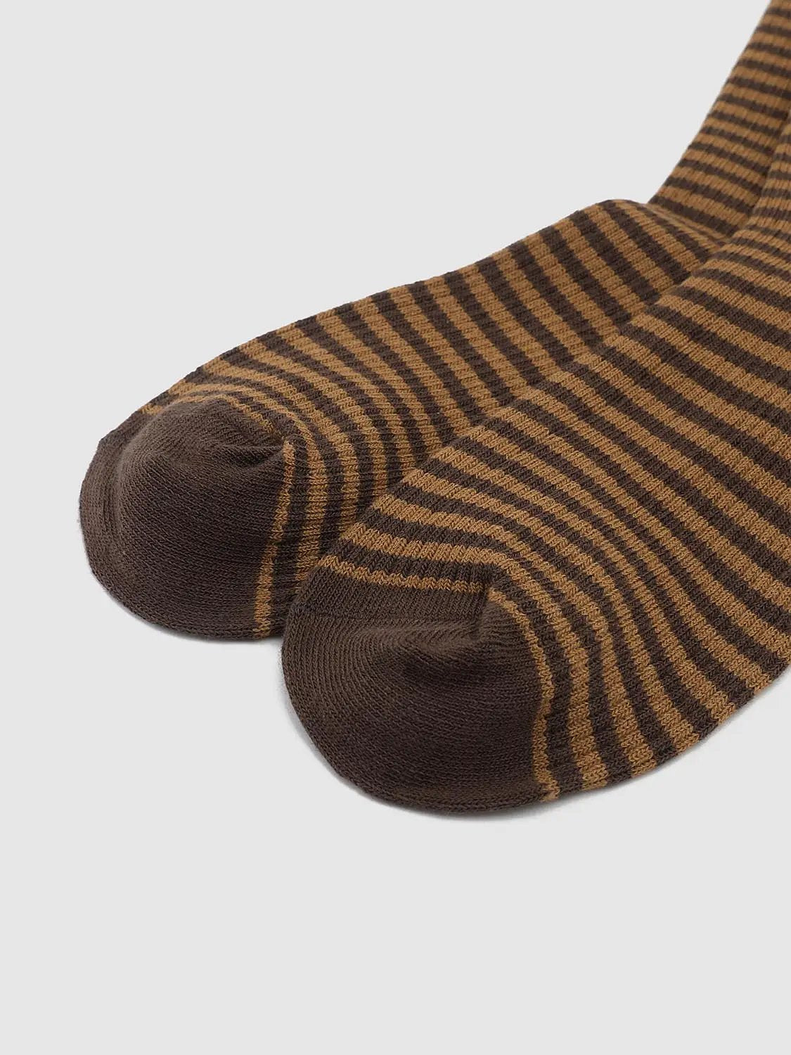Horizontal Striped Cotton Blend Knit Socks