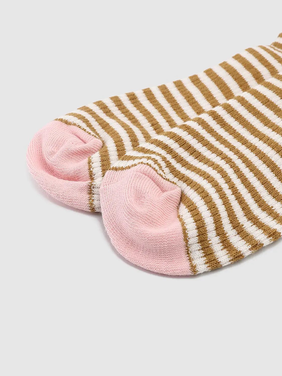 Horizontal Striped Cotton Blend Knit Socks