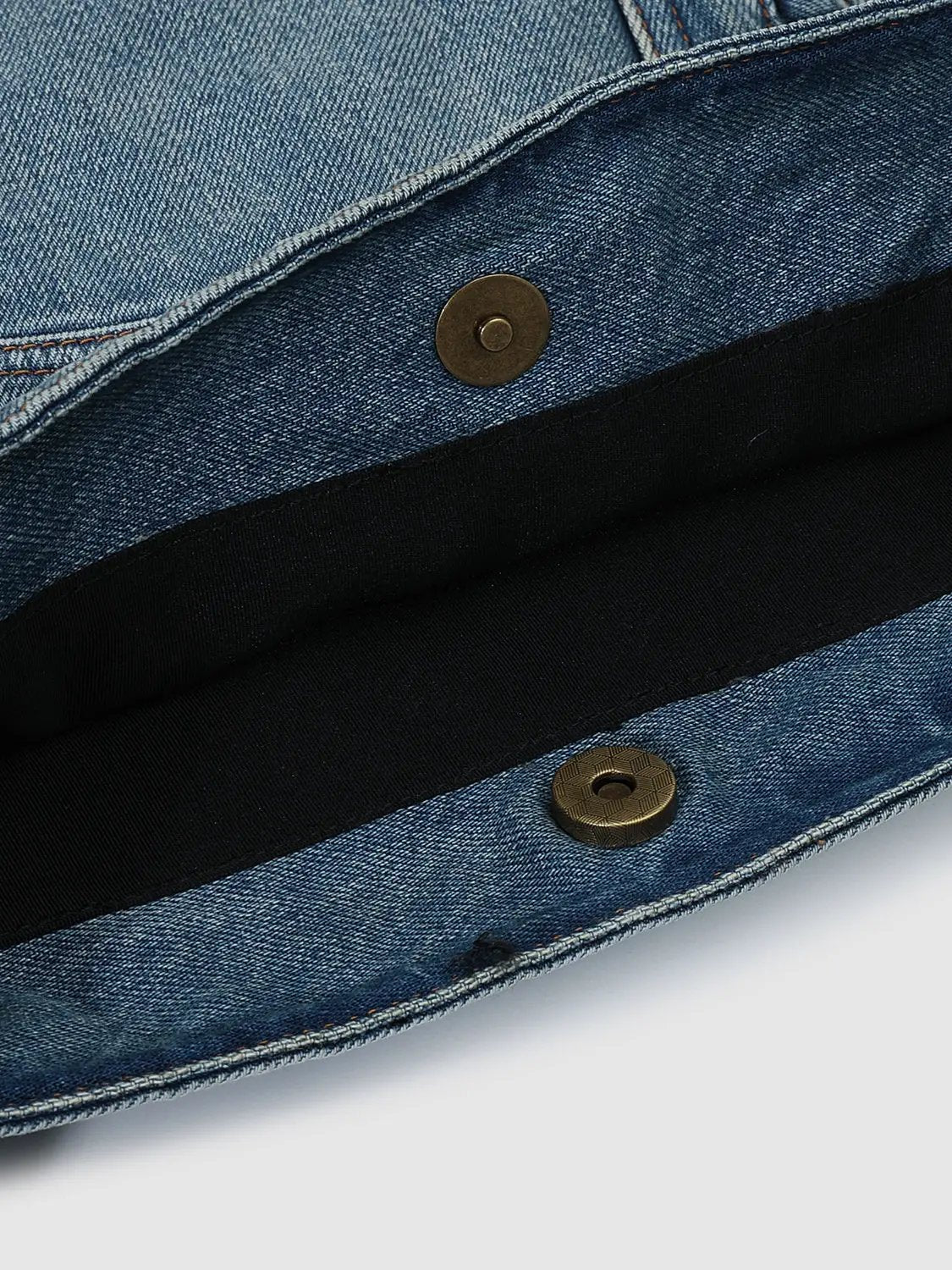 Wash Denim Multi Pocket Large Tote Shoulder Bag