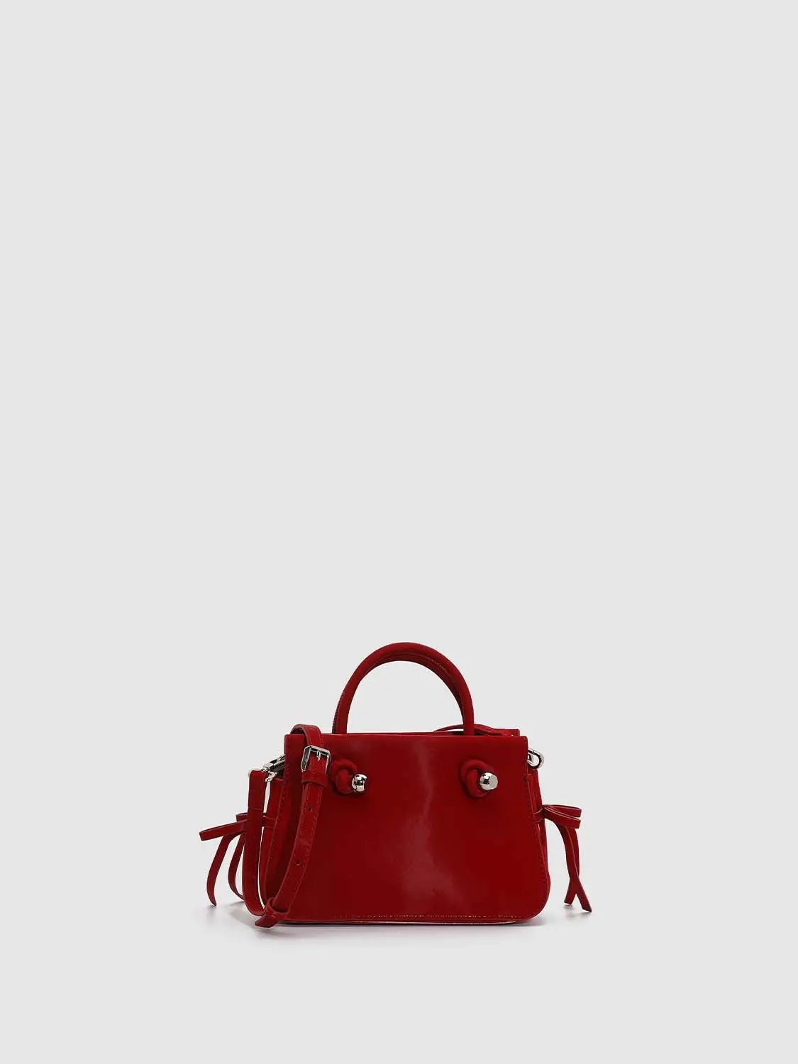 Mini Bow Decor Faux Leather Top Handle Bag
