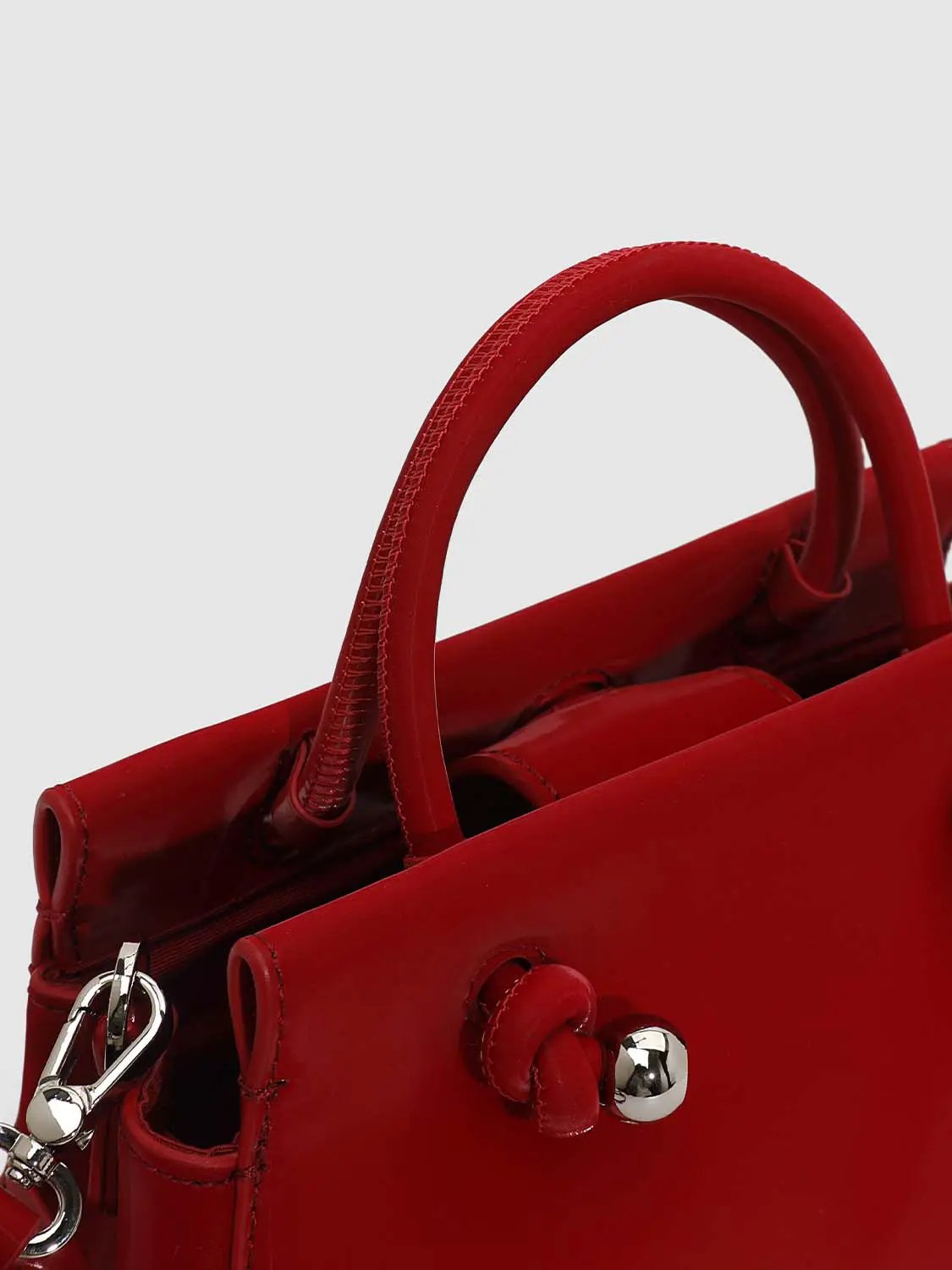 Mini Bow Decor Faux Leather Top Handle Bag