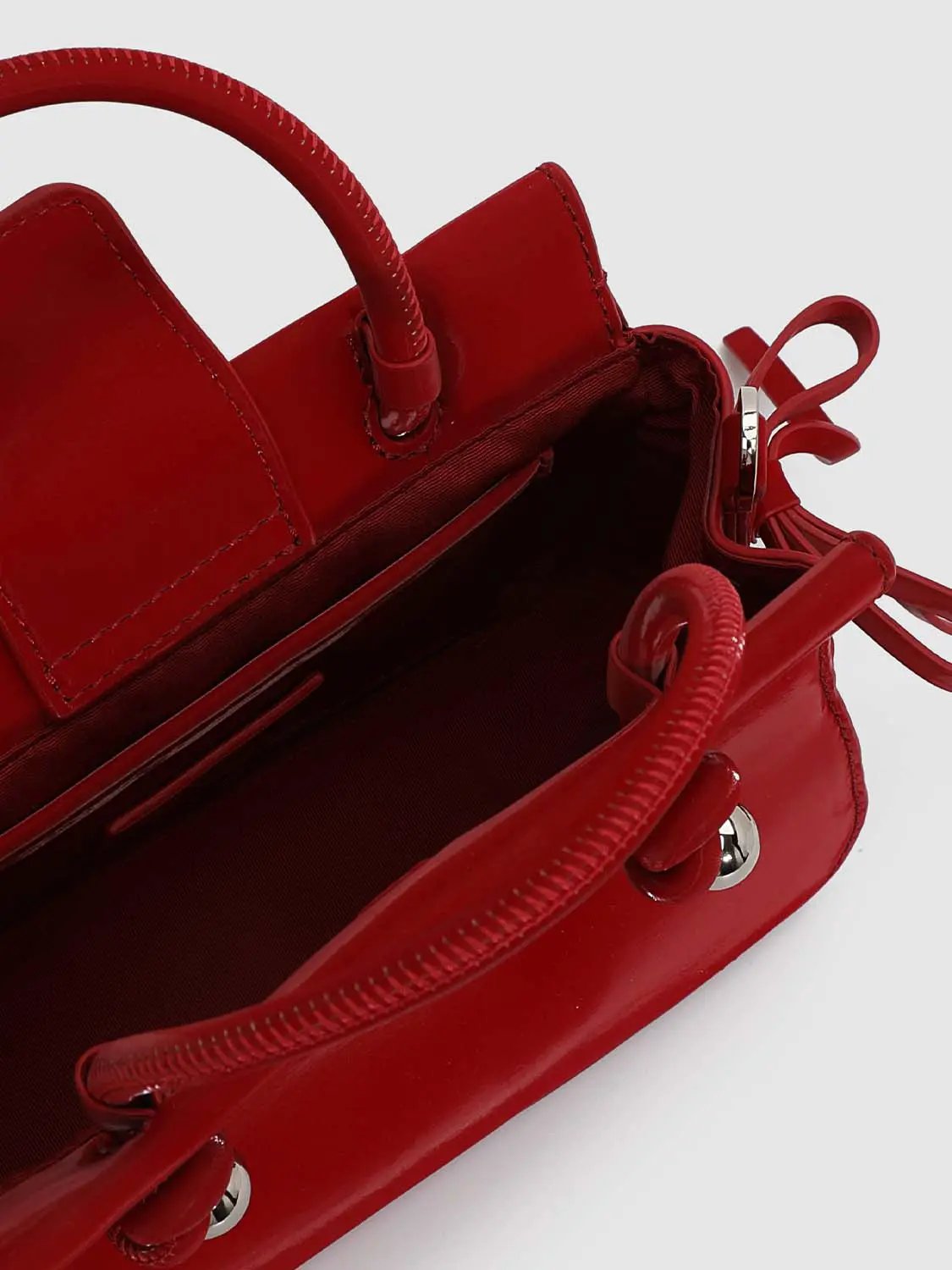 Mini Bow Decor Faux Leather Top Handle Bag