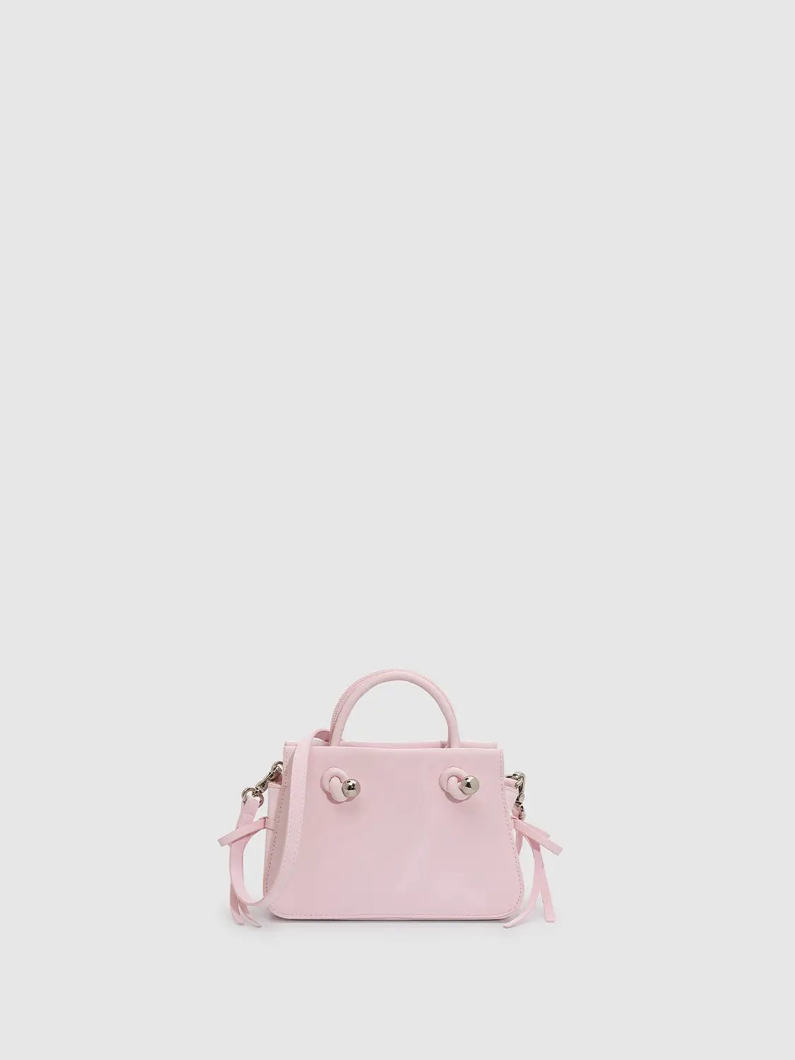Mini Bow Decor Faux Leather Top Handle Bag