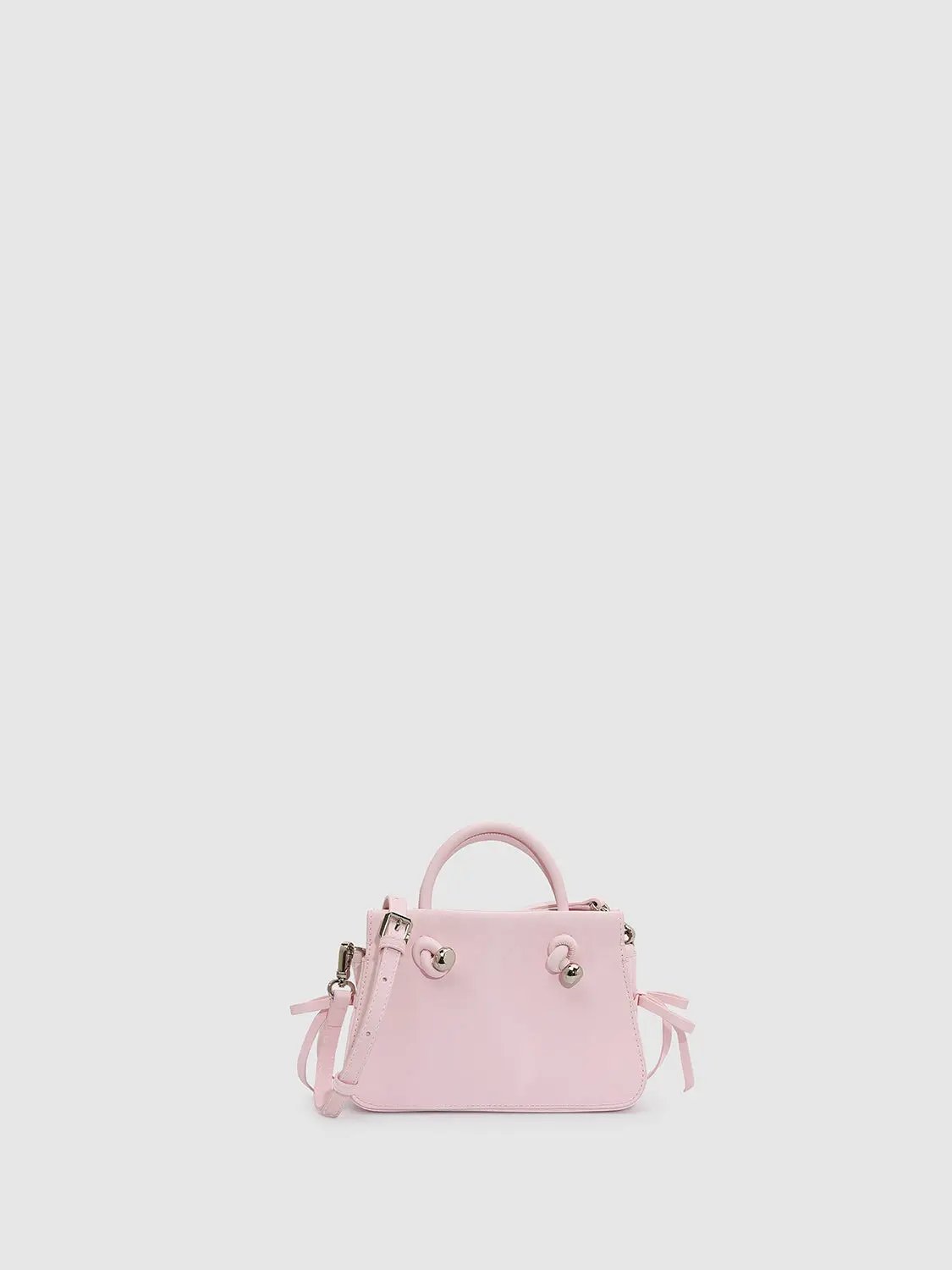 Mini Bow Decor Faux Leather Top Handle Bag