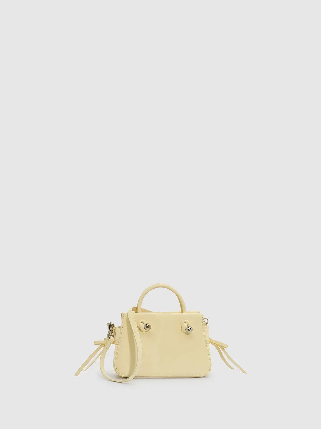 Mini Bow Decor Faux Leather Top Handle Bag