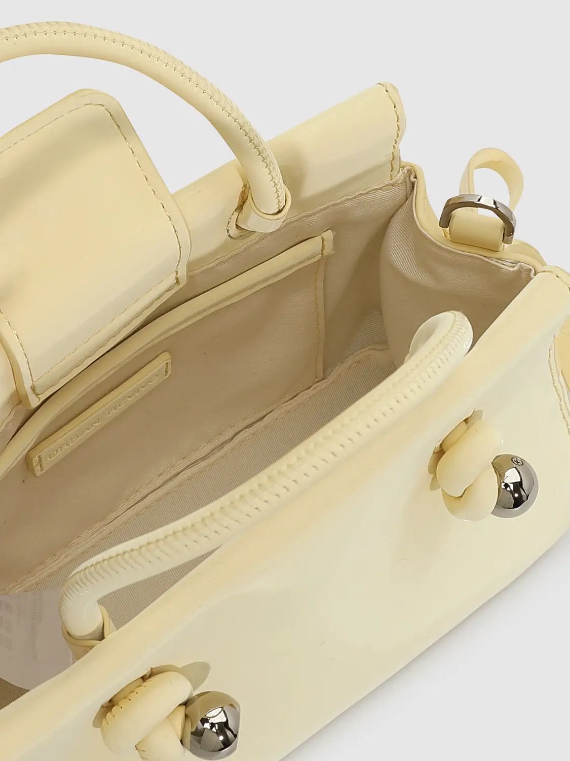 Mini Bow Decor Faux Leather Top Handle Bag