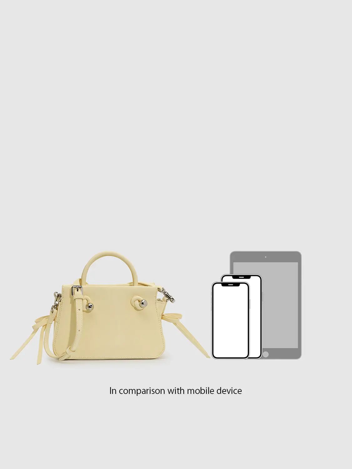 Mini Bow Decor Faux Leather Top Handle Bag