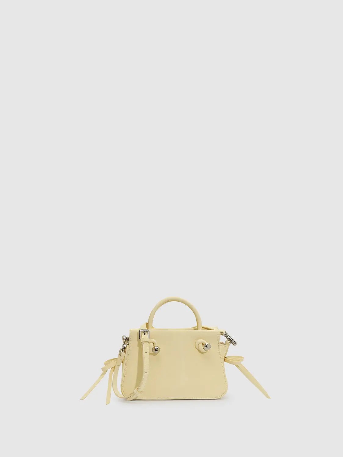 Mini Bow Decor Faux Leather Top Handle Bag