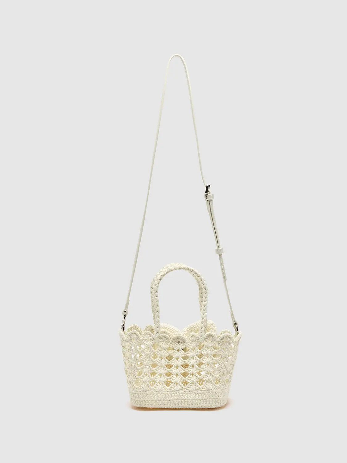 Handheld Crossbody Crochet Flower Cotton Tote Bag