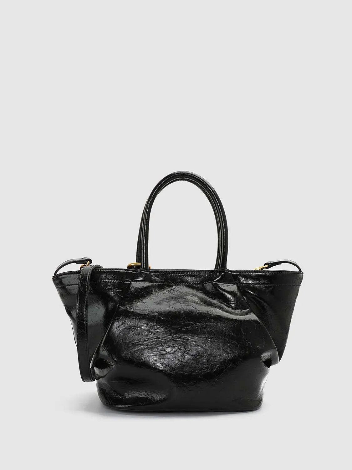 Ruched Hardware Faux Leather Handheld Small Shoulder Bag