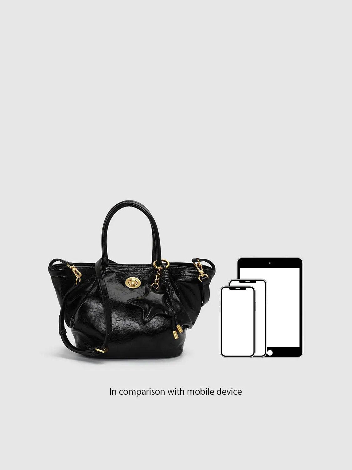 Ruched Hardware Faux Leather Handheld Small Shoulder Bag