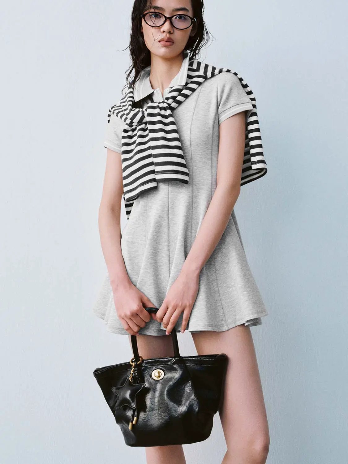 Ruched Hardware Faux Leather Handheld Small Shoulder Bag