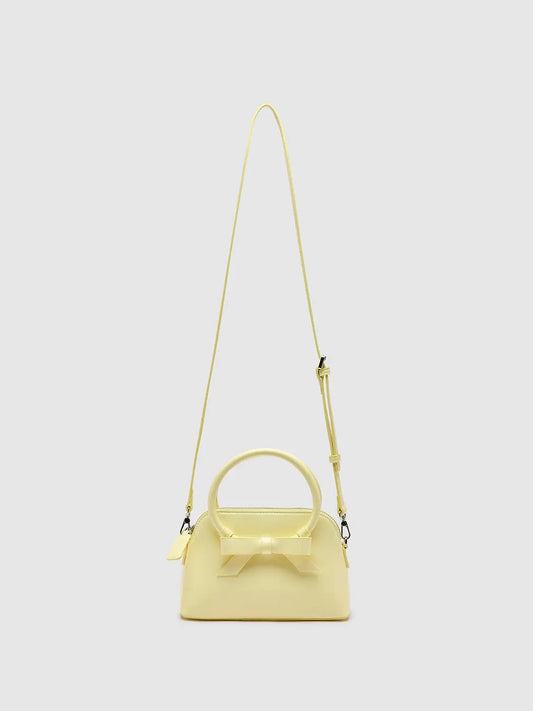 Mini Hard Pastel Leather Bow Adjustable Strap Crossbody Bag