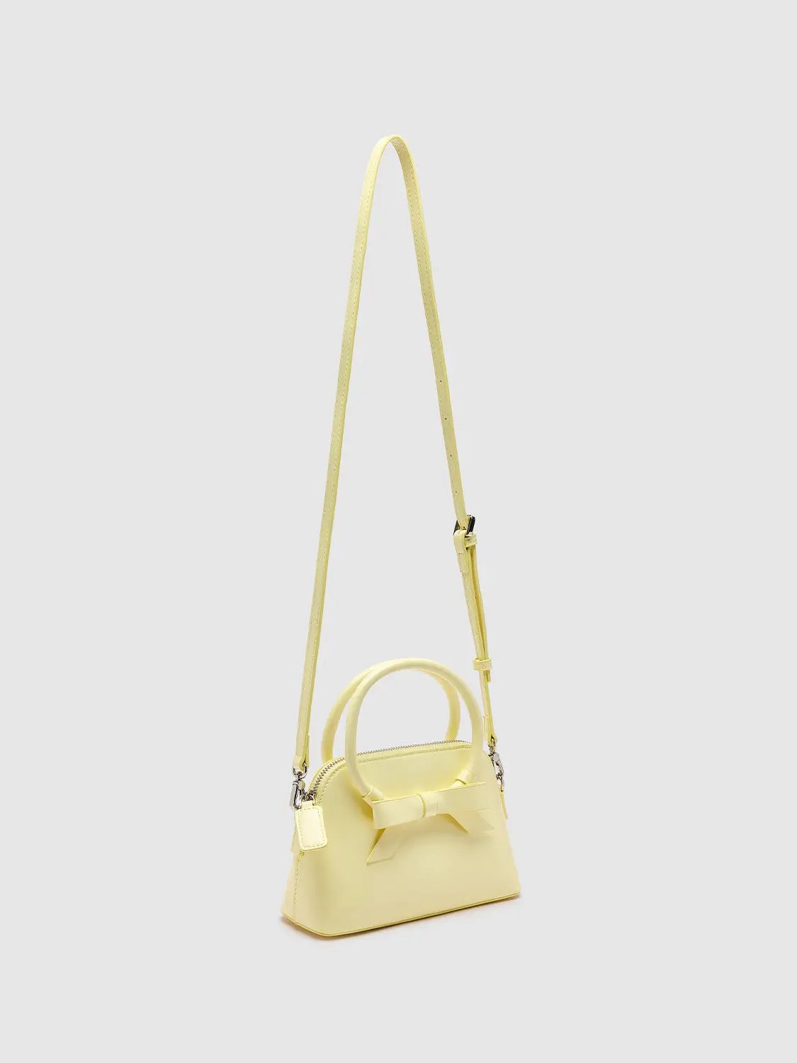 Mini Hard Pastel Leather Bow Adjustable Strap Crossbody Bag