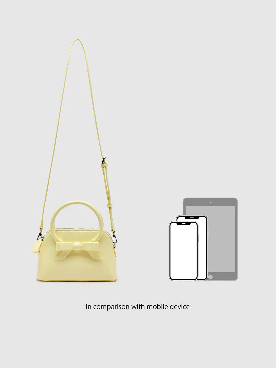 Mini Hard Pastel Leather Bow Adjustable Strap Crossbody Bag